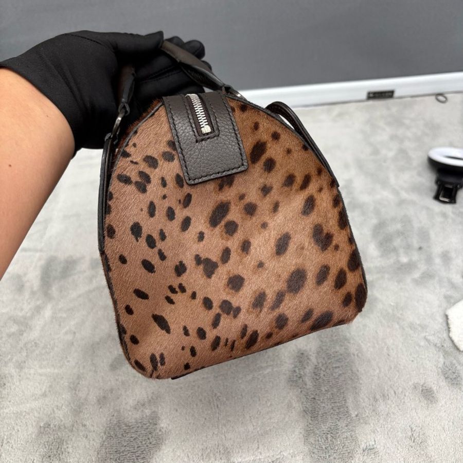 Cartier 中古Panthère獵豹系列豹紋馬毛波士頓手提包-2