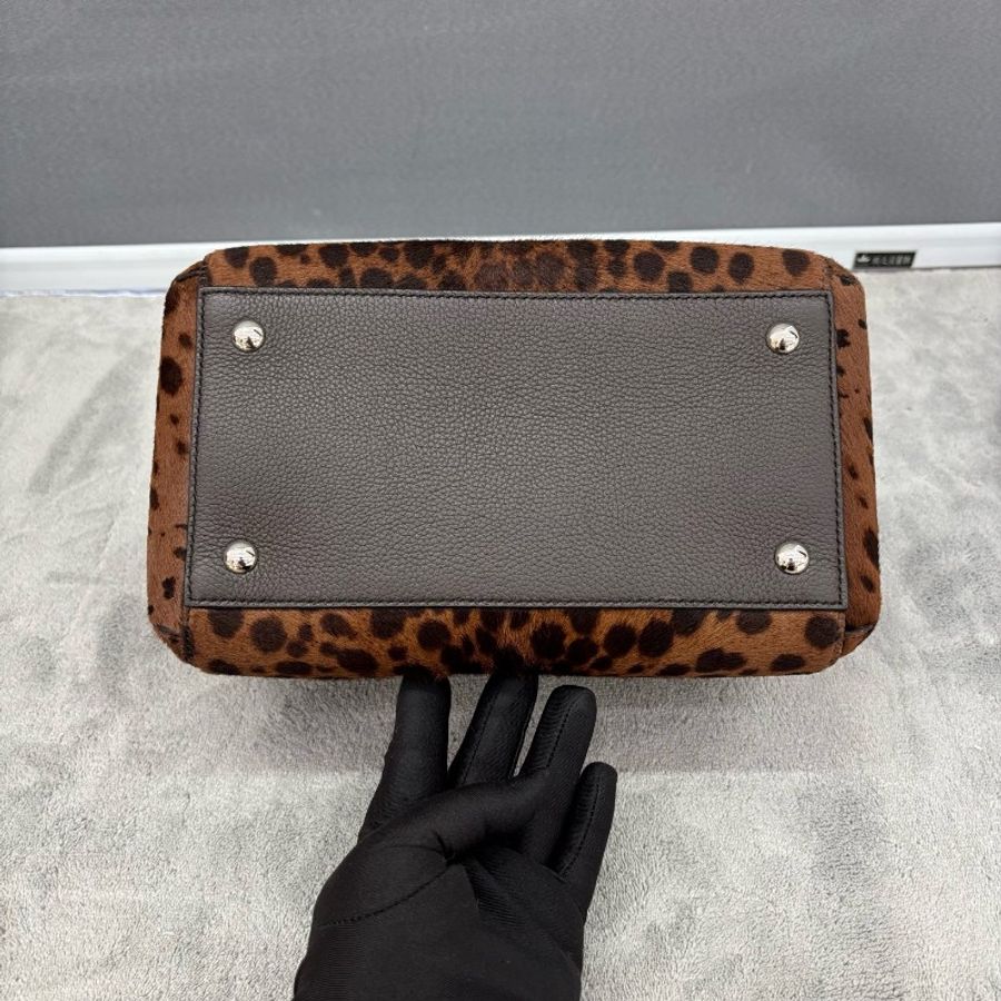 Cartier 中古Panthère獵豹系列豹紋馬毛波士頓手提包-5