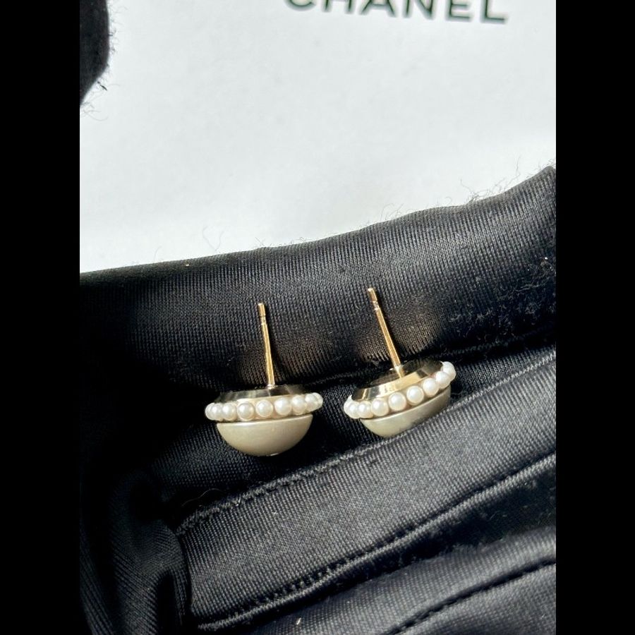 CHANEL 雙C 珍珠耳釘-6