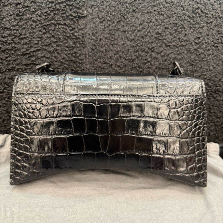 Balenciaga/巴黎世家 Hourglass系列黑色鰐魚壓紋沙漏-2
