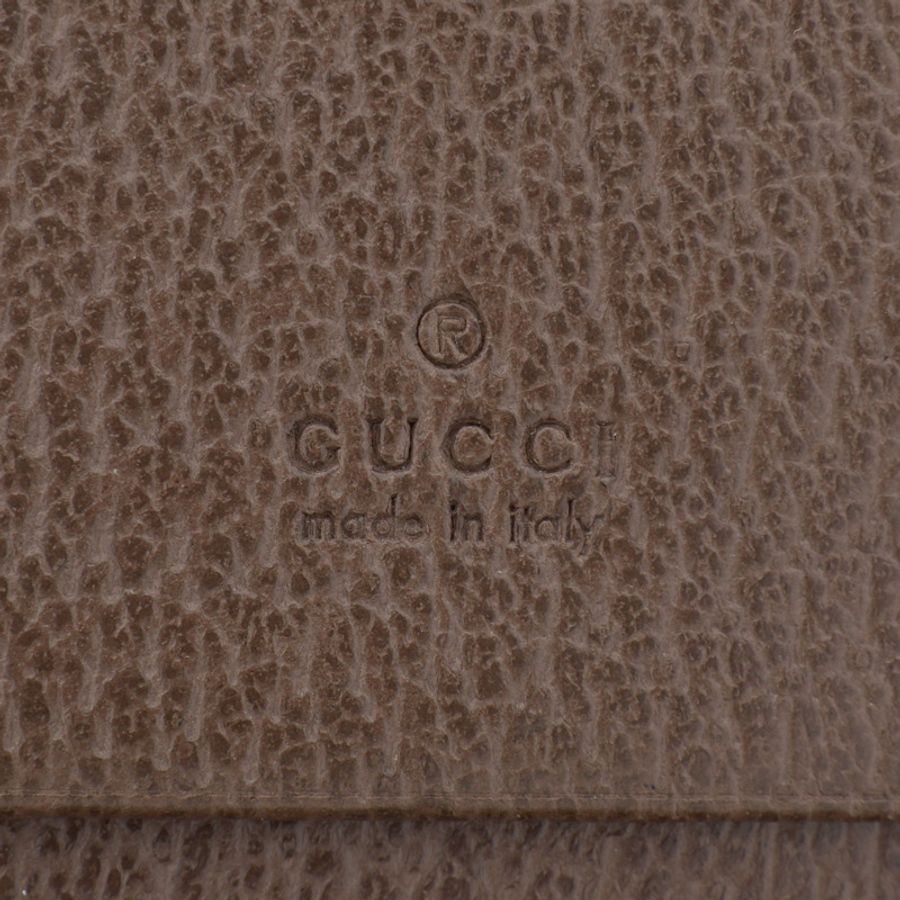 棕色 GGsupreme 帆布 牛皮 扣式 二折短夾【GUCCI 古馳】 523155-5