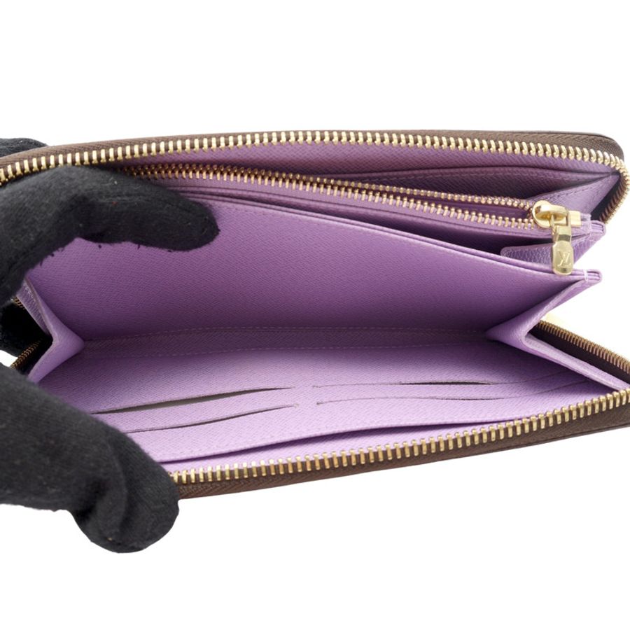 棕色 棋盤格帆布 Edene lllustre Zippy 拉鍊長夾【LOUIS VUITTON LV 路易威登】 N63004-4