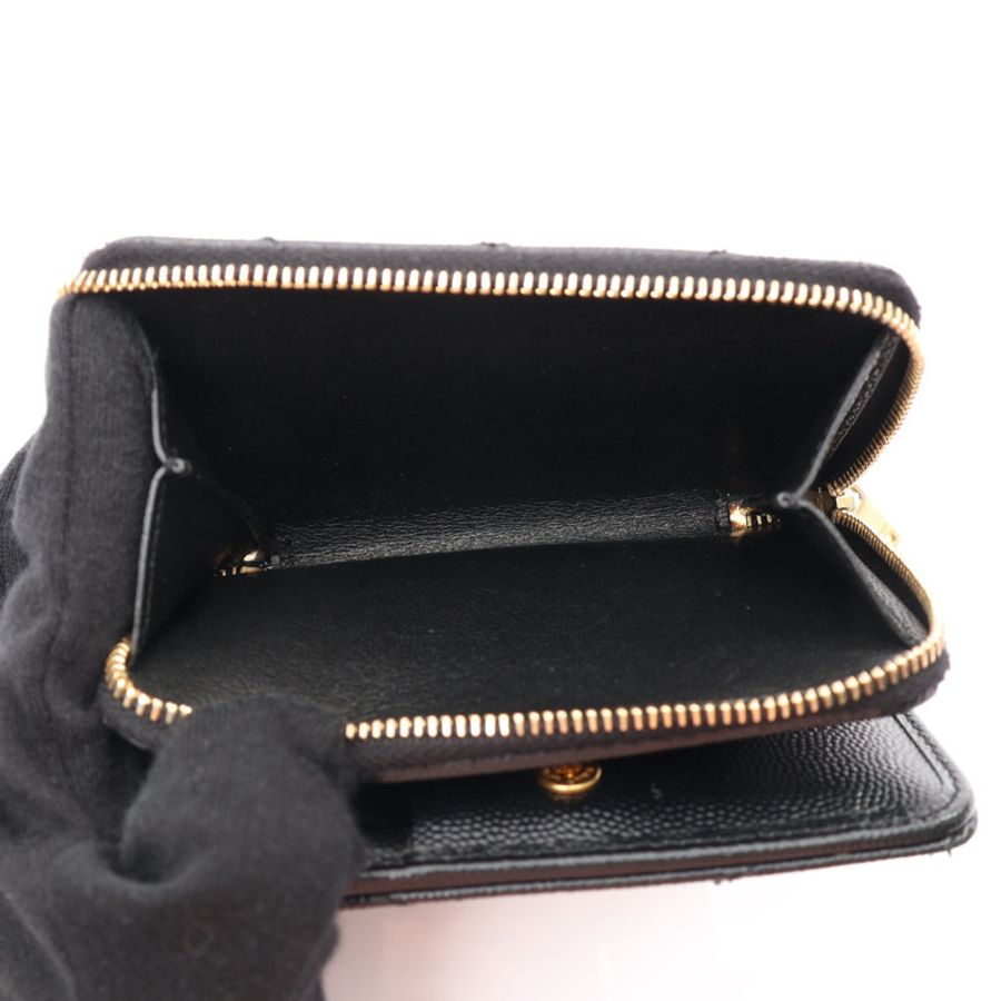 黑色 牛皮 兩折 拉鏈 壓扣 中夾【SAINT LAURENT YSL 聖羅蘭】 403723B0W01-3
