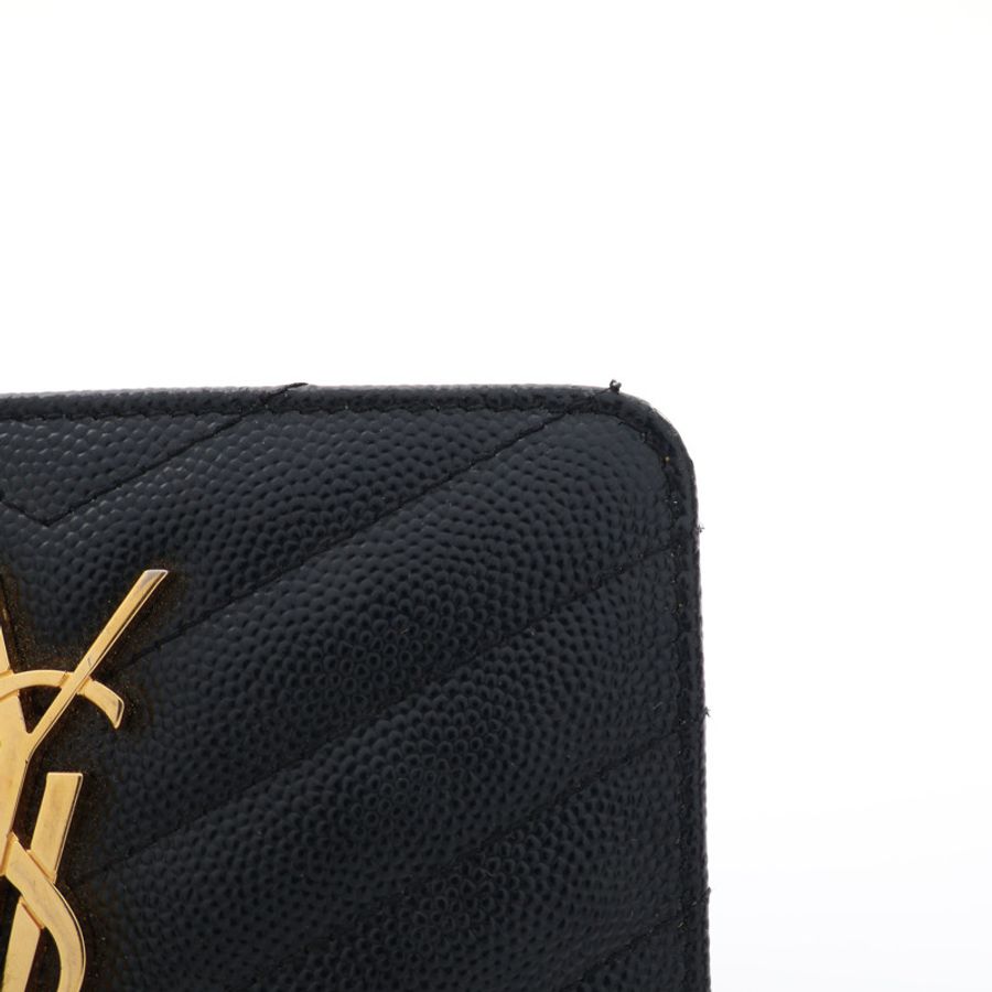 黑色 牛皮 兩折 拉鏈 壓扣 中夾【SAINT LAURENT YSL 聖羅蘭】 403723B0W01-8