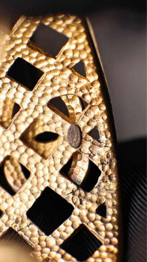 Chanel 96年素金网面编织CC手镯-15