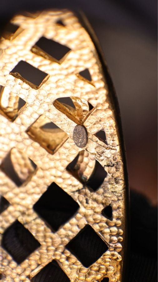 Chanel 96年素金网面编织CC手镯-16