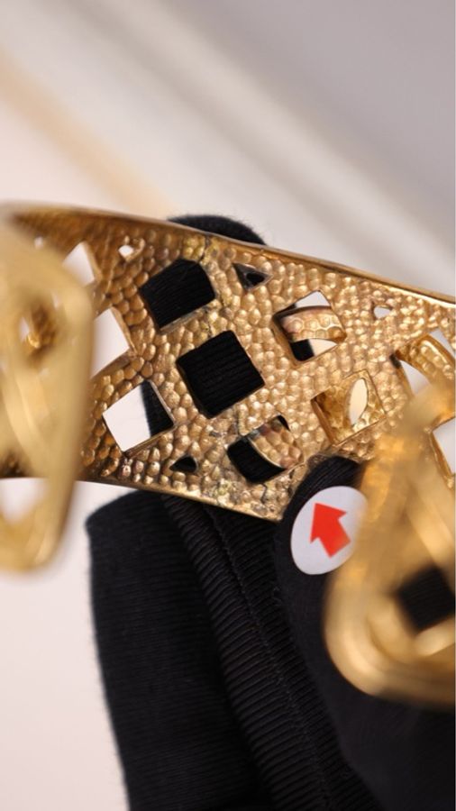 Chanel 96年素金网面编织CC手镯-19