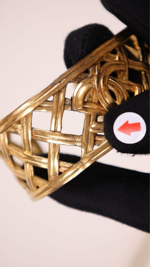 Chanel 96年素金网面编织CC手镯-20