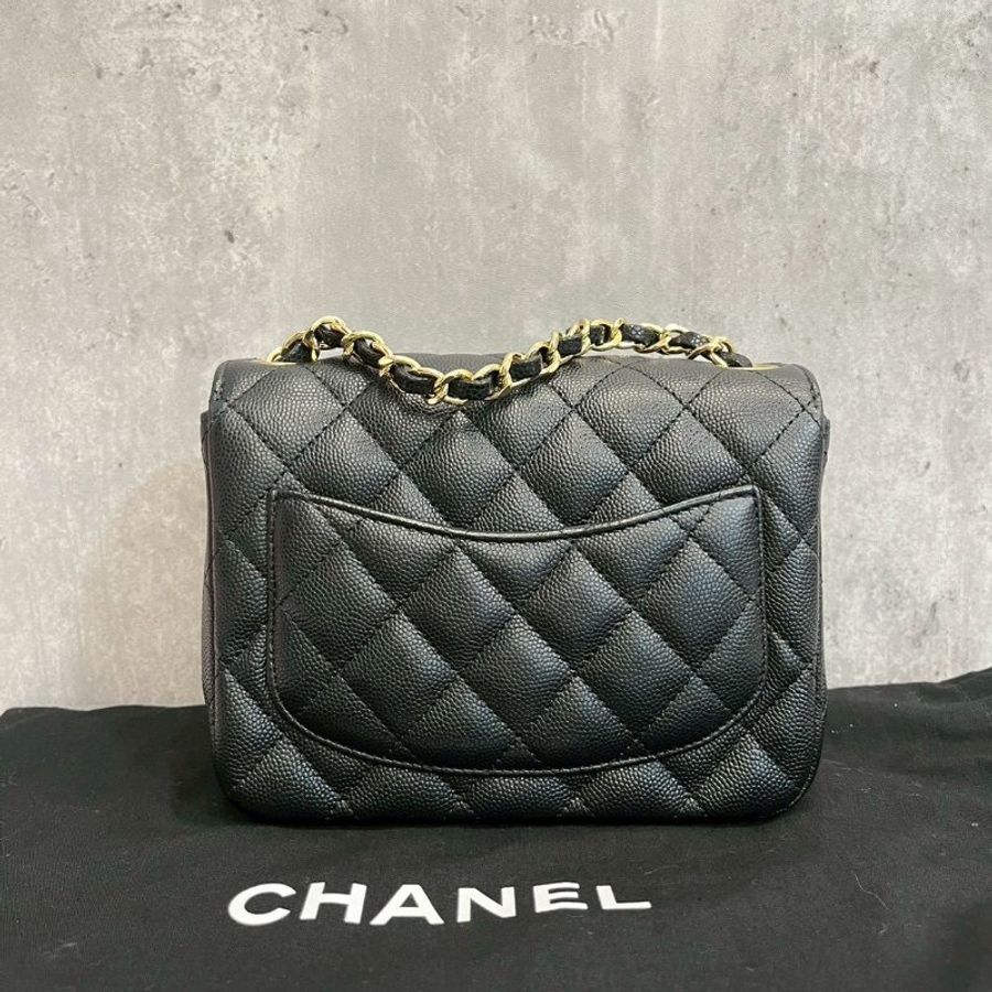 Chanel 方胖黑金荔枝牛 完整雷標-2