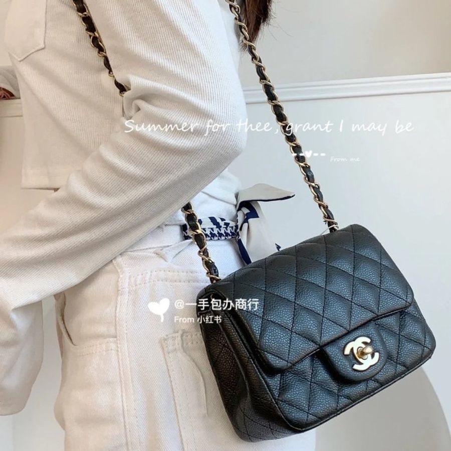 Chanel 方胖黑金荔枝牛 完整雷標-3