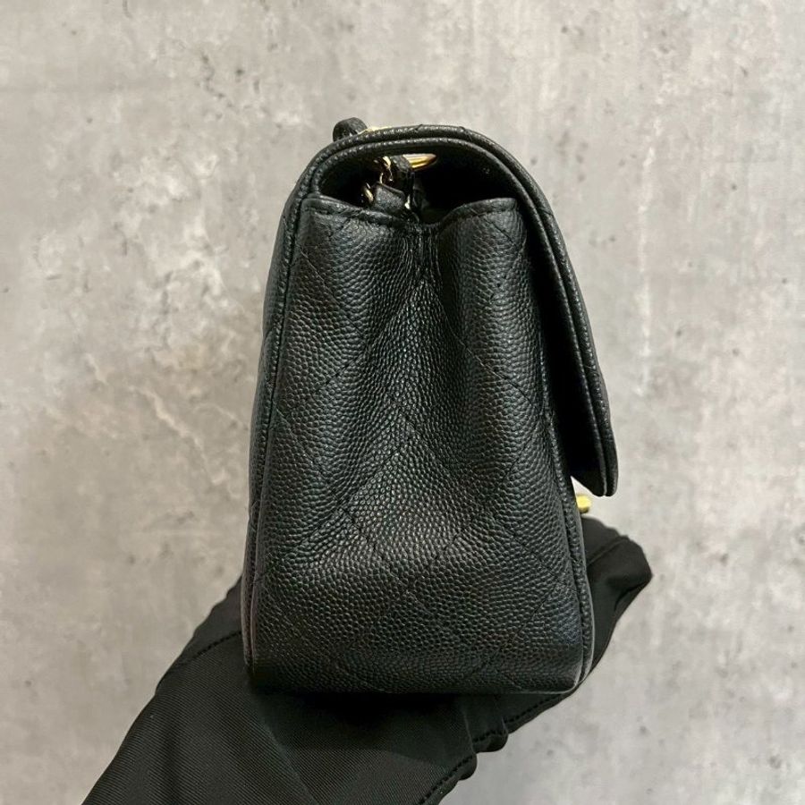 Chanel 方胖黑金荔枝牛 完整雷標-4