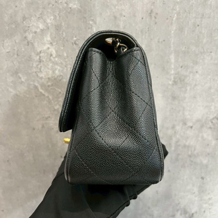 Chanel 方胖黑金荔枝牛 完整雷標-6