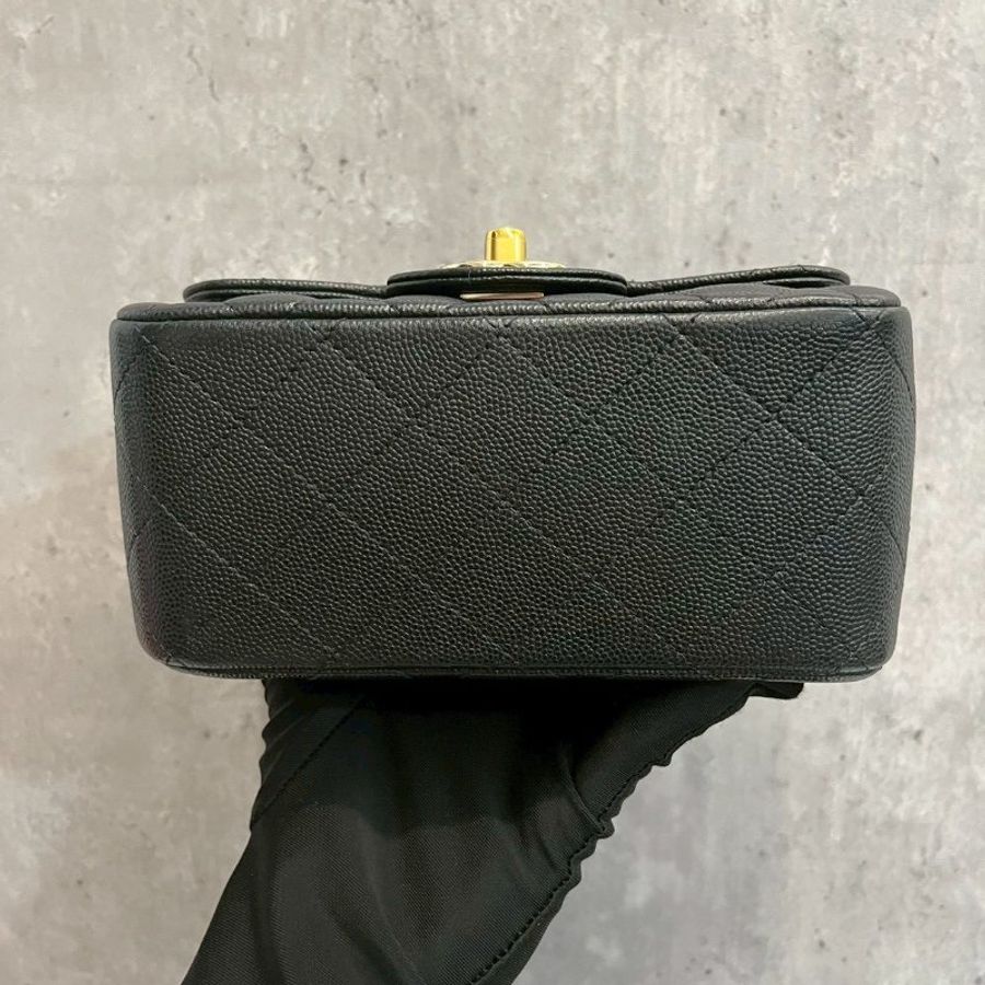 Chanel 方胖黑金荔枝牛 完整雷標-7