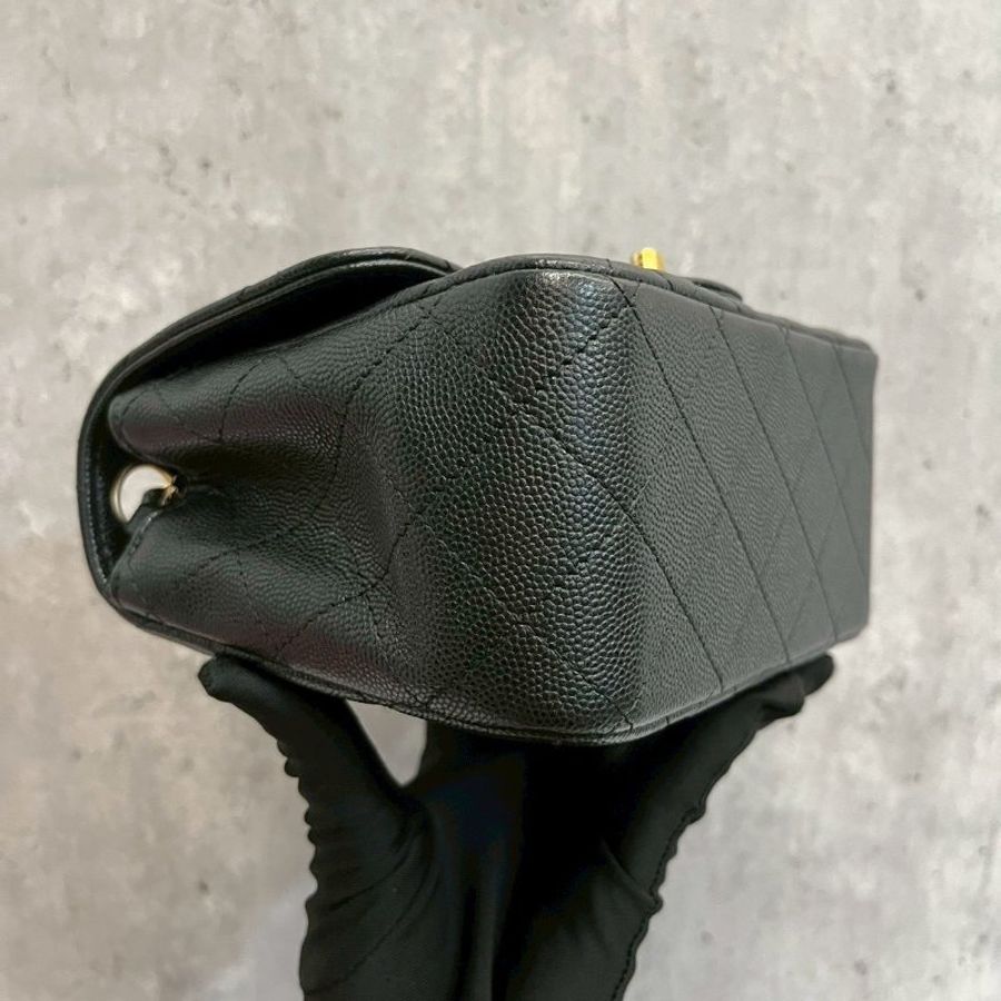 Chanel 方胖黑金荔枝牛 完整雷標-8