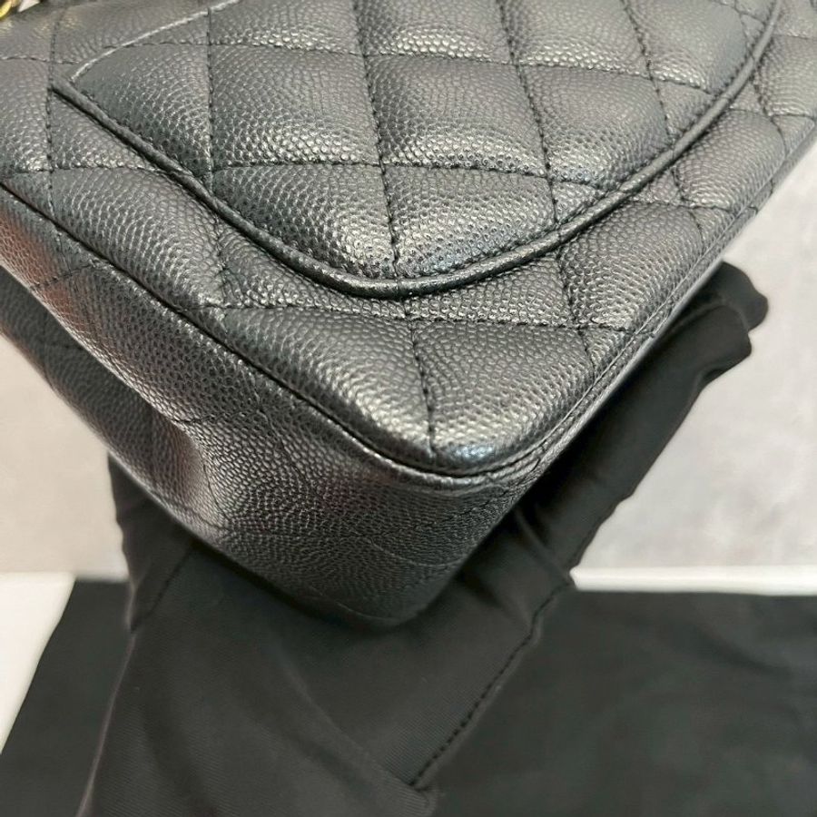 Chanel 方胖黑金荔枝牛 完整雷標-12