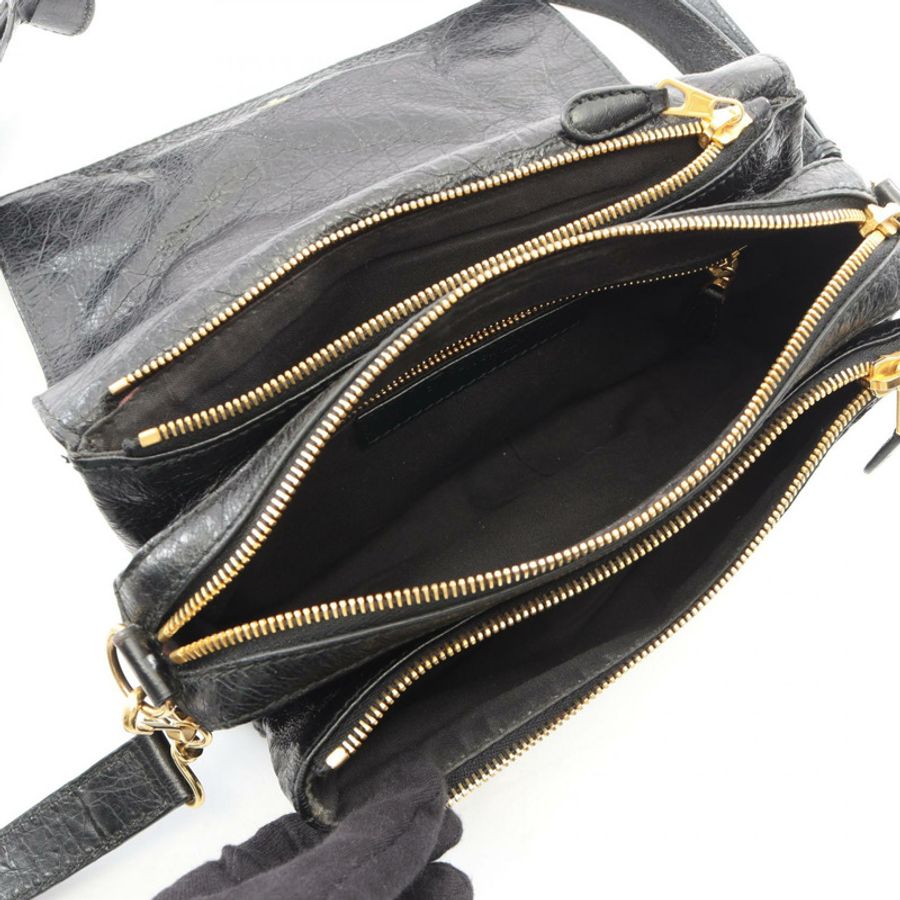 BALENCIAGA Giant Toolkit 單肩斜背包,黑色皮革,二手女款-2