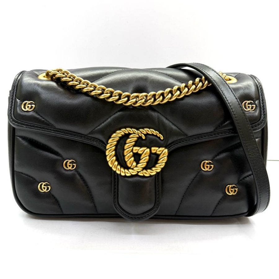 GUCCI 古馳 黑色MARMONT肩背斜背包 443497-0