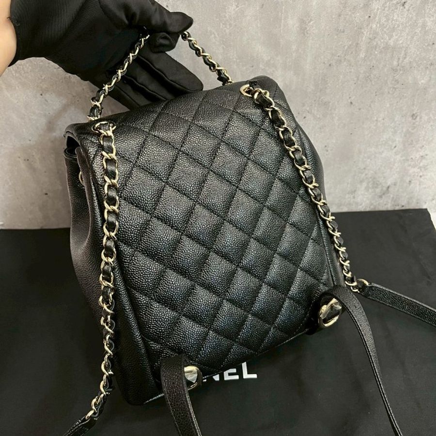 Chanel 小青蛙中號 黑金荔枝牛 晶片款 全配-2