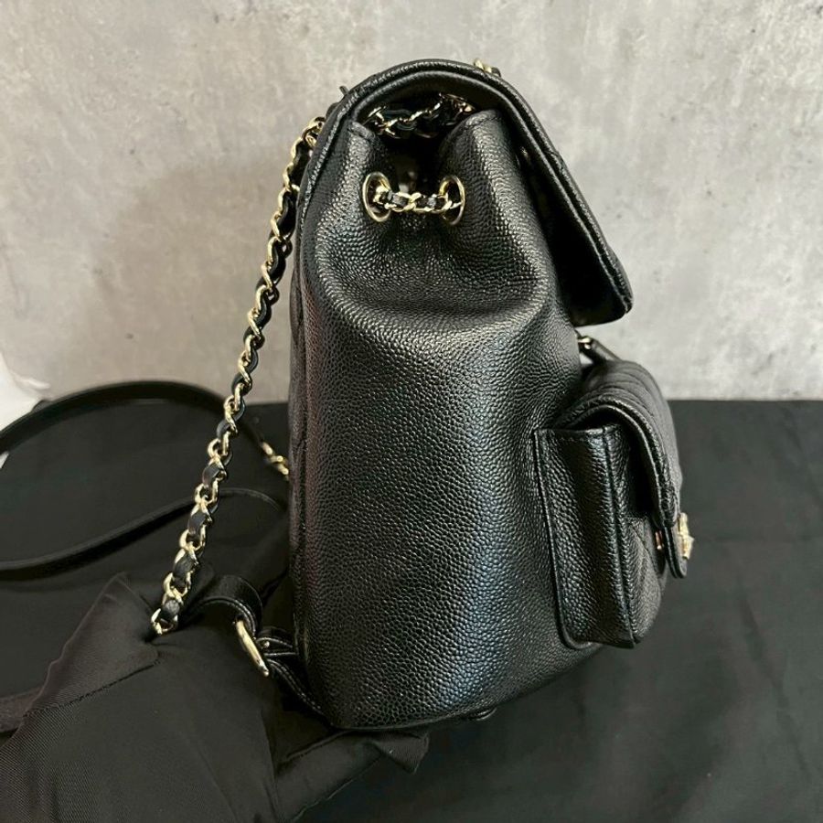 Chanel 小青蛙中號 黑金荔枝牛 晶片款 全配-4
