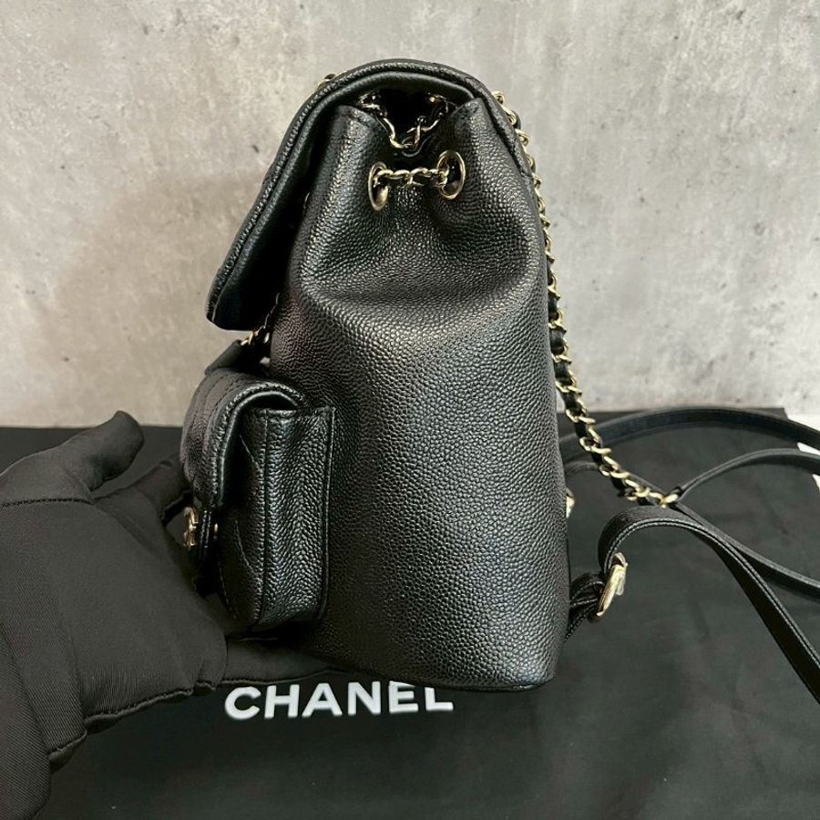 Chanel 小青蛙中號 黑金荔枝牛 晶片款 全配-6