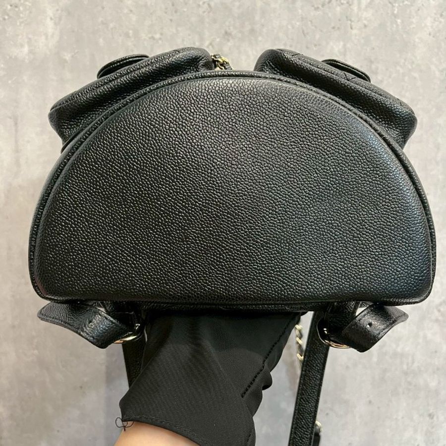 Chanel 小青蛙中號 黑金荔枝牛 晶片款 全配-7