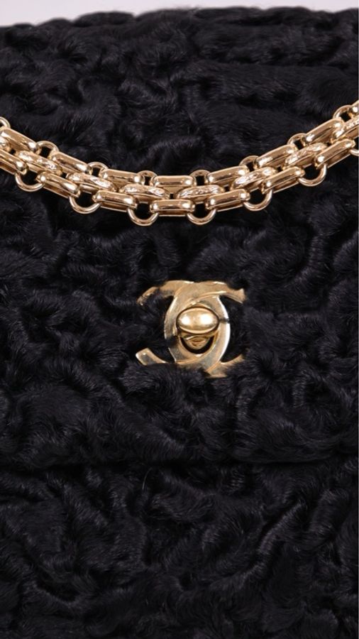 Chanel 6开黑金泰迪毛毛cf单肩包-32