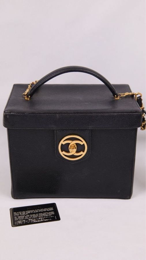 Chanel 黑金荔枝皮书包扣盒子包单肩包-18