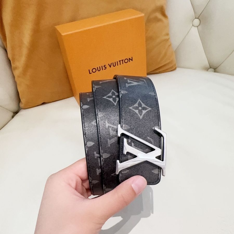LV/路易威登 簡約 皮革 皮帶 男款 黑色 尺寸:90#-3