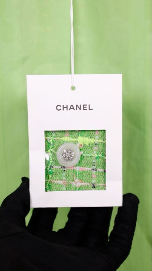 Chanel 25C海洋世界系列秀款苹果绿粗花呢连帽可拆卸两口袋外套-15
