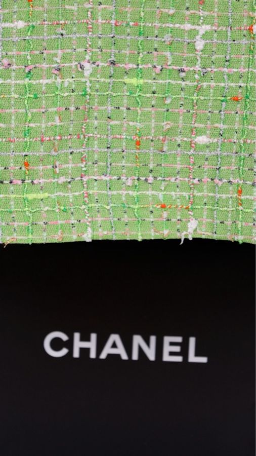 Chanel 25C海洋世界系列秀款苹果绿粗花呢连帽可拆卸两口袋外套-39