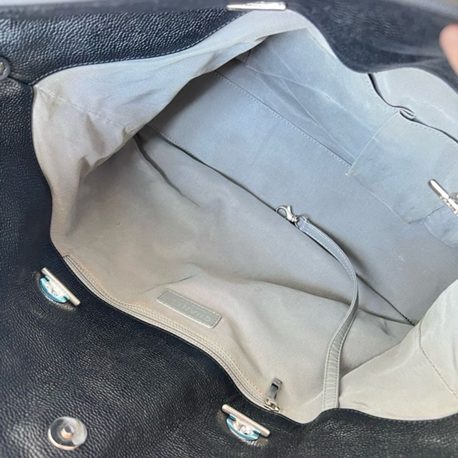 Chanel 黑銀荔枝皮2way hobo 機場包 尺寸:38*10*24-7