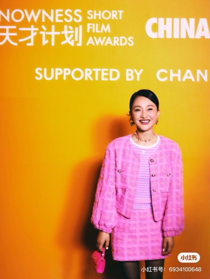 Chanel 24P粉色格纹斜纹软呢灯笼袖两口袋外套周迅同款-4