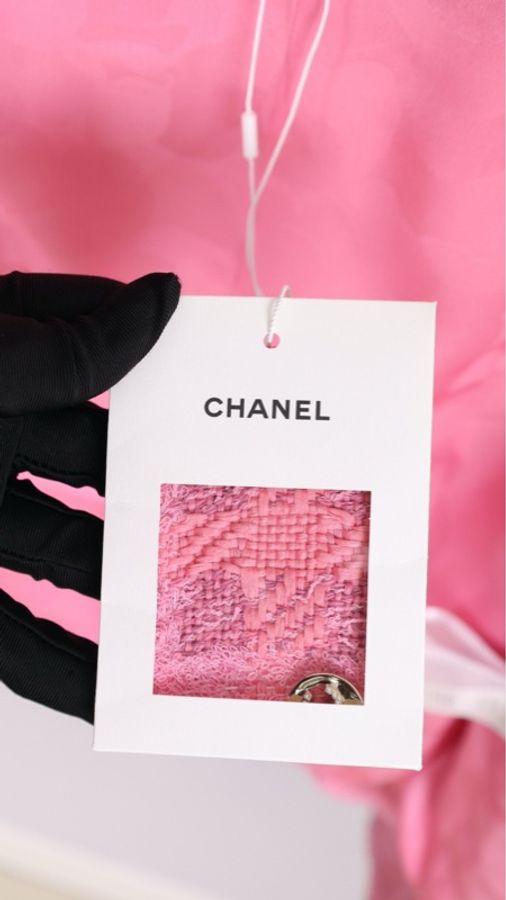 Chanel 24P粉色格纹斜纹软呢灯笼袖两口袋外套周迅同款-14