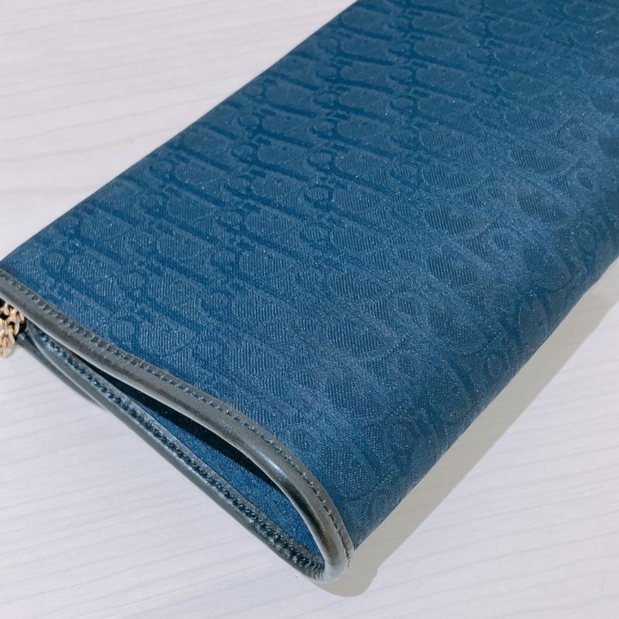 TK2109 迪奧 中古 藍色暗花 信封斜孭包Christian Dior Trotter Vintage shoulder Bag Navy Blue XGHW-12