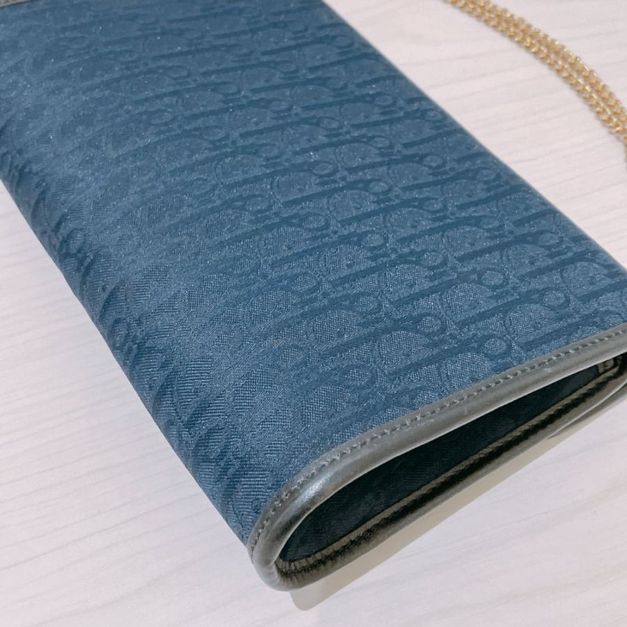 TK2109 迪奧 中古 藍色暗花 信封斜孭包Christian Dior Trotter Vintage shoulder Bag Navy Blue XGHW-13