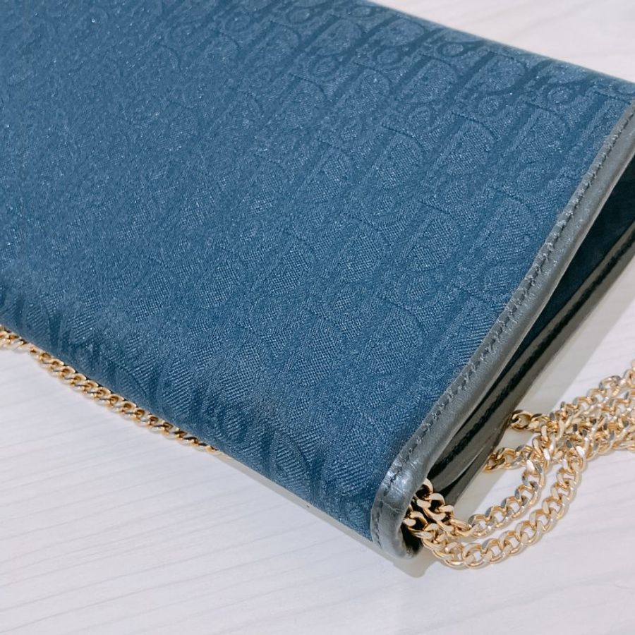 TK2109 迪奧 中古 藍色暗花 信封斜孭包Christian Dior Trotter Vintage shoulder Bag Navy Blue XGHW-15