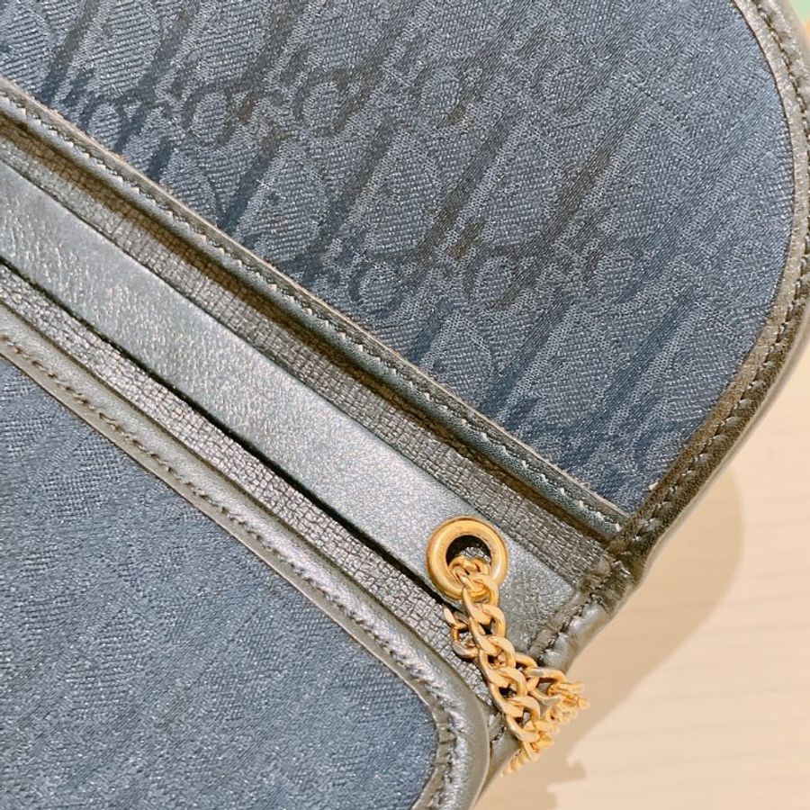 TK2109 迪奧 中古 藍色暗花 信封斜孭包Christian Dior Trotter Vintage shoulder Bag Navy Blue XGHW-20