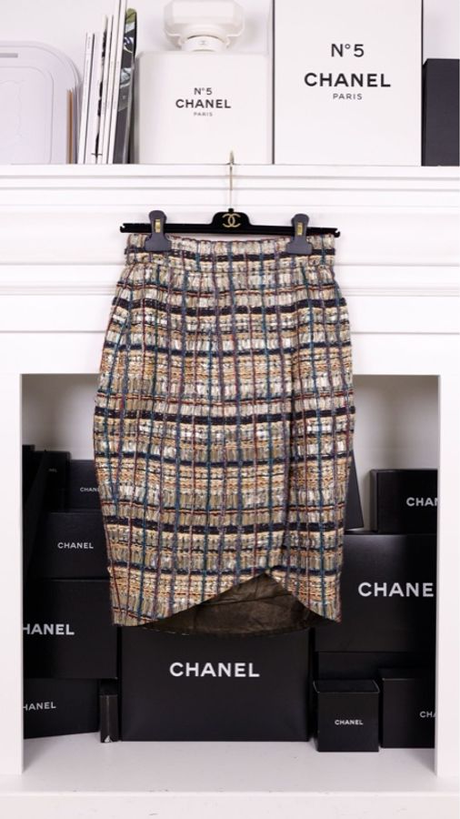 Chanel 19年埃及系列蓝金圣甲虫蓝色丝绒领口双排扣外套半裙套装-5