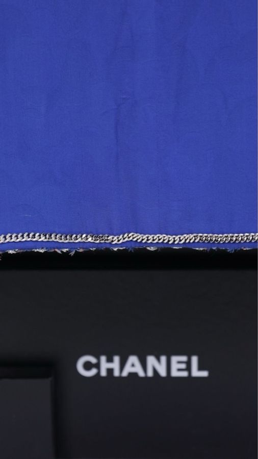 Chanel23C秀款王一博同款蓝色格纹圆领四口袋外套FR46 25/5-8