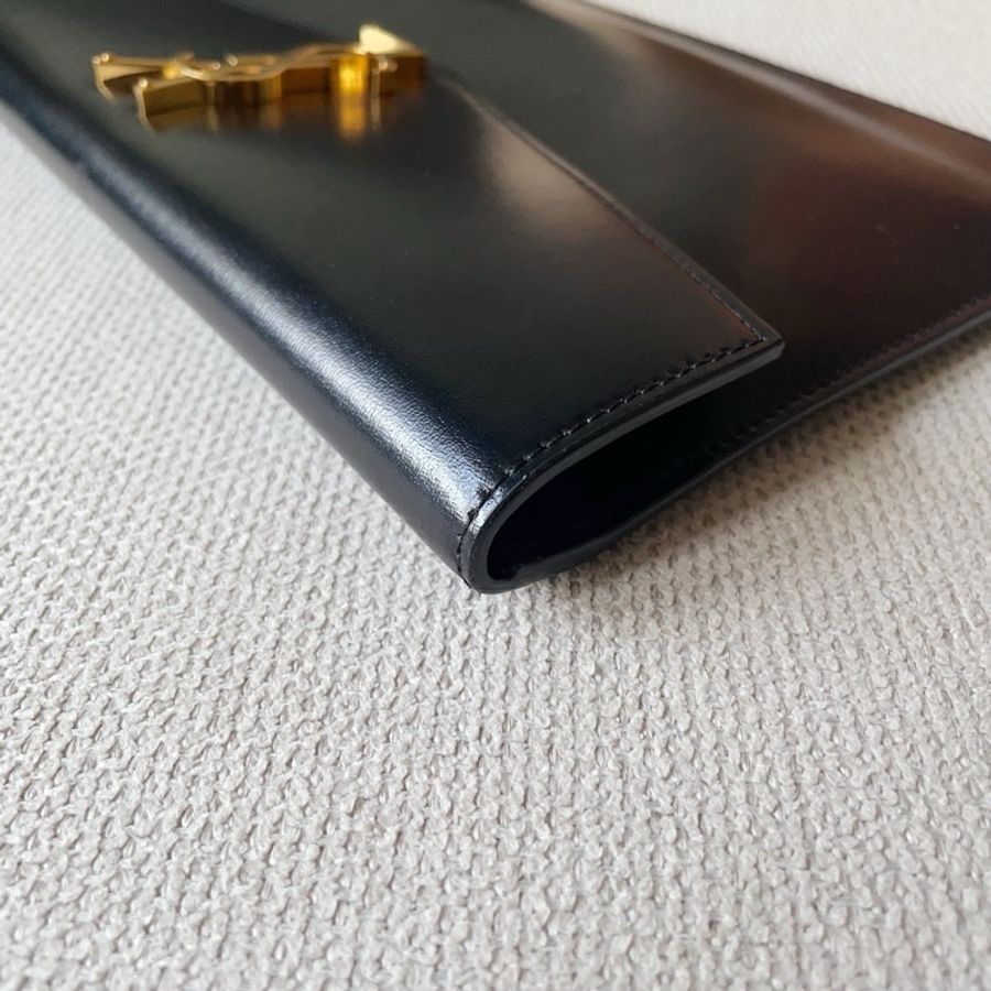 YSL Saint Laurent 聖羅蘭 信封手拿包/pouch bag/黑色金釦/99新美品-7