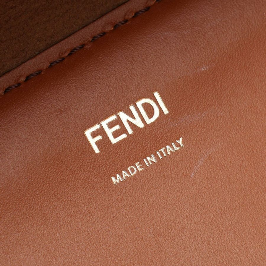 FENDI Sunshine Logo 大手提包 8BH372 皮革 棕色 二手 女士-3