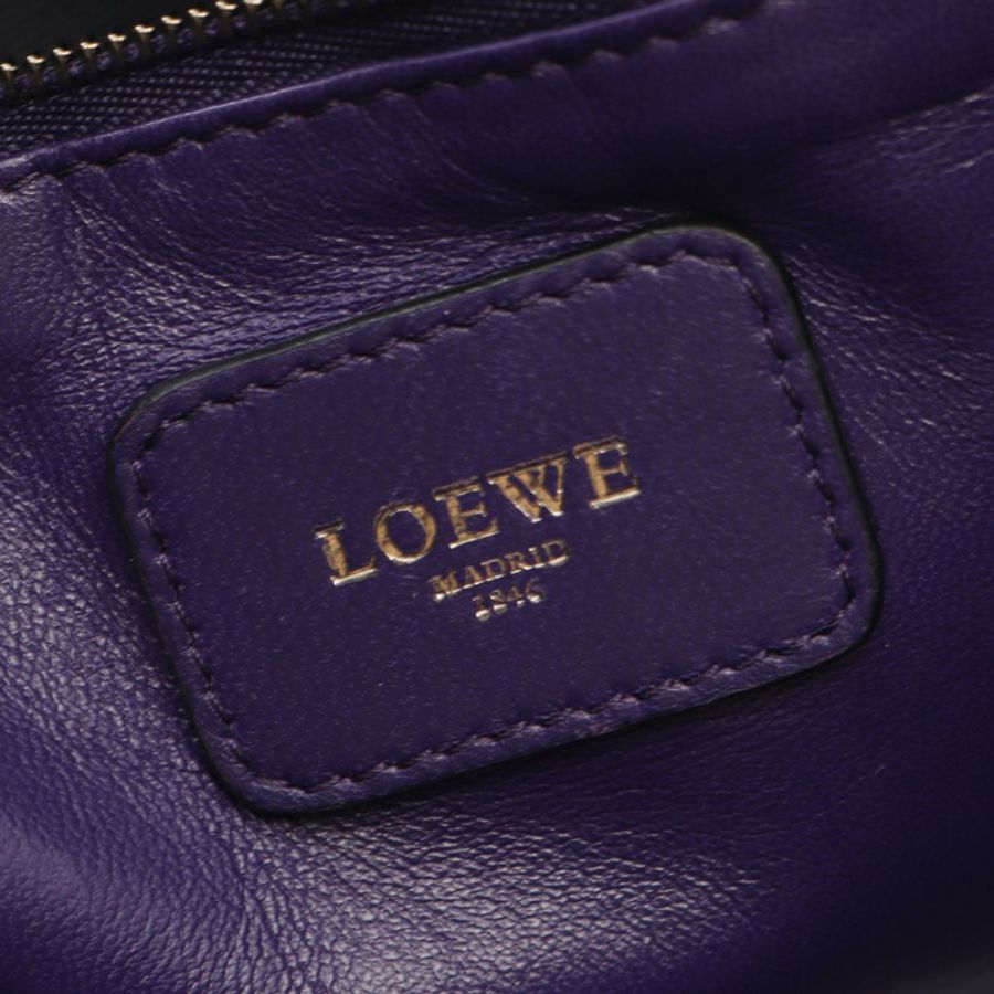 LOEWE Amazona 36 拉鍊方形手提包,紫色皮革,二手女款-3