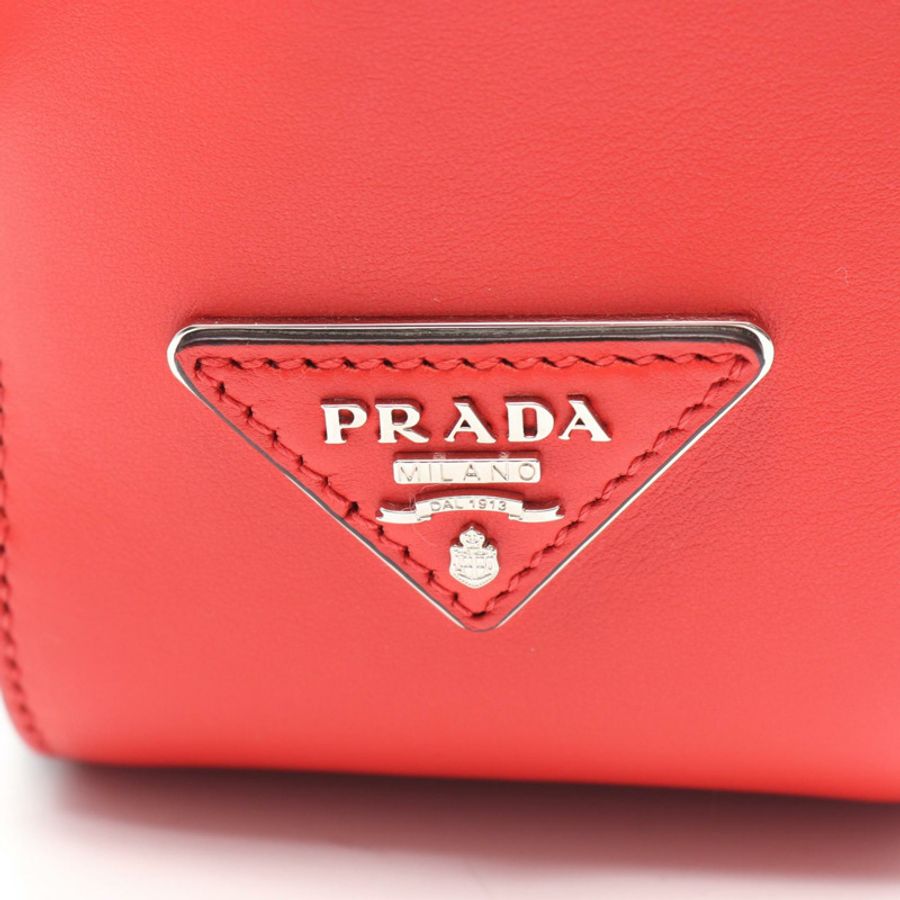 PRADA City Fori 打孔鏈條手提包,黑色紅色皮革,SHW 五金配件,二手女款-3