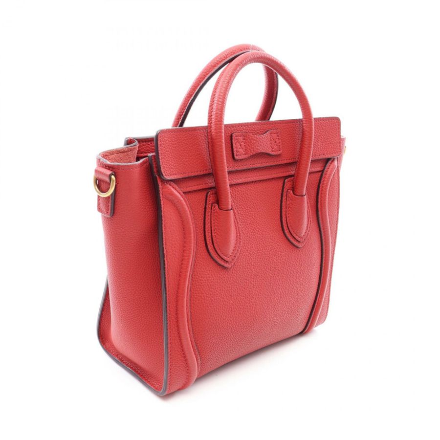 CELINE Luggage Nano Shopper 單肩斜背包,紅色皮革,二手女款-1