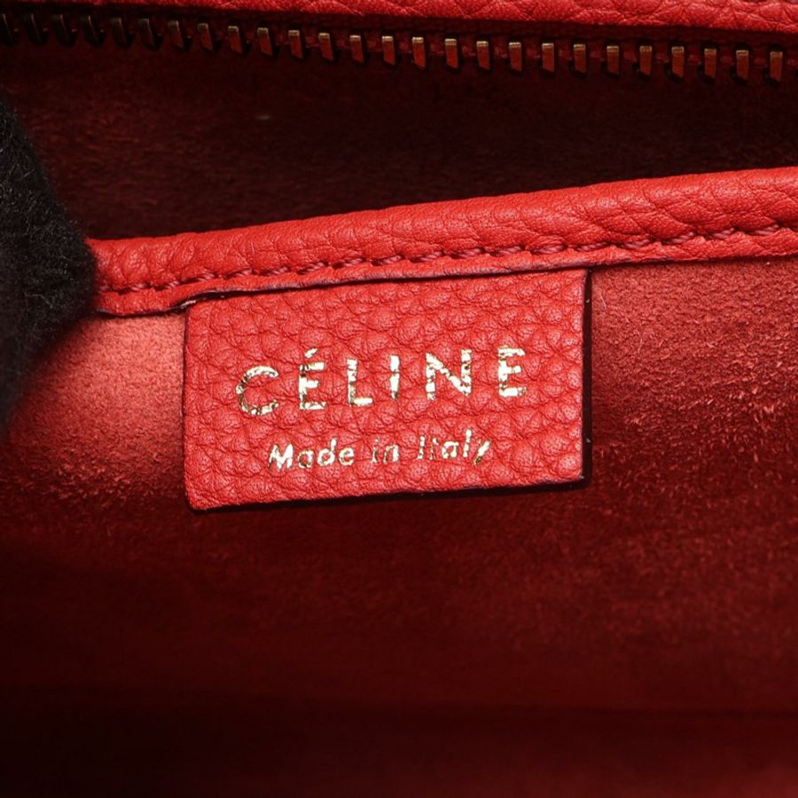 CELINE Luggage Nano Shopper 單肩斜背包,紅色皮革,二手女款-3