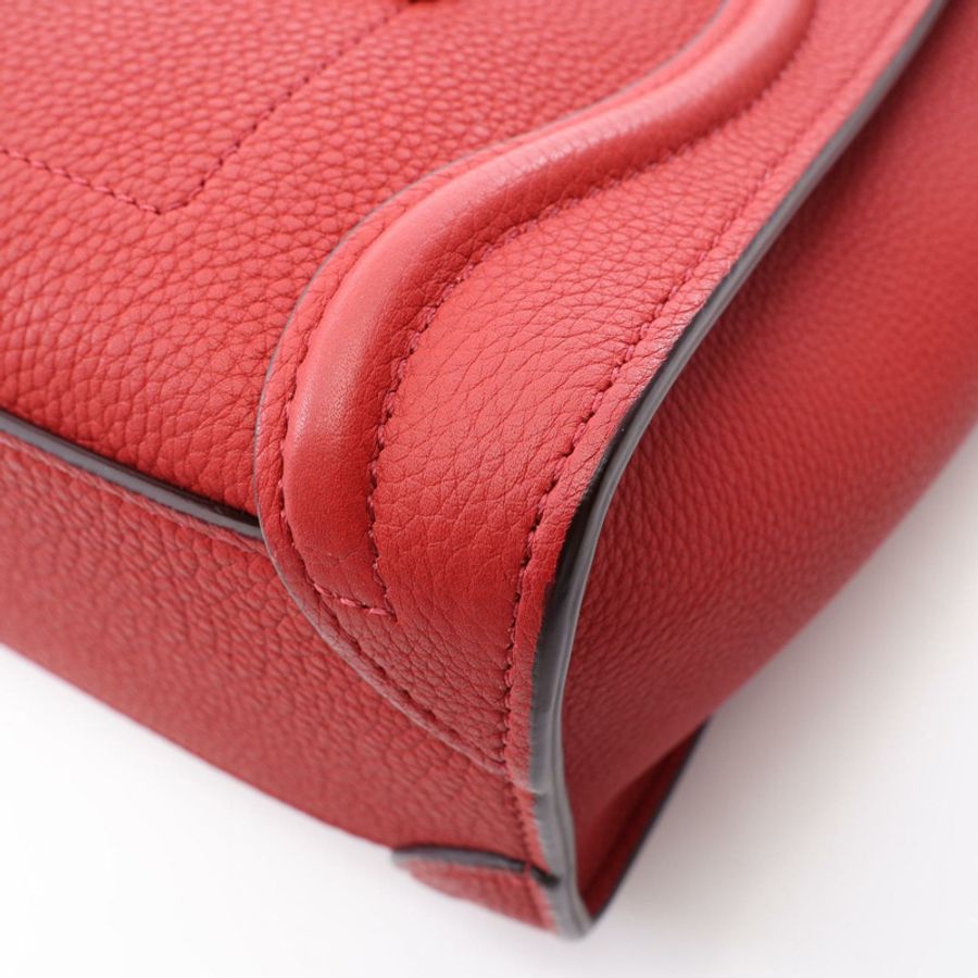 CELINE Luggage Nano Shopper 單肩斜背包,紅色皮革,二手女款-7