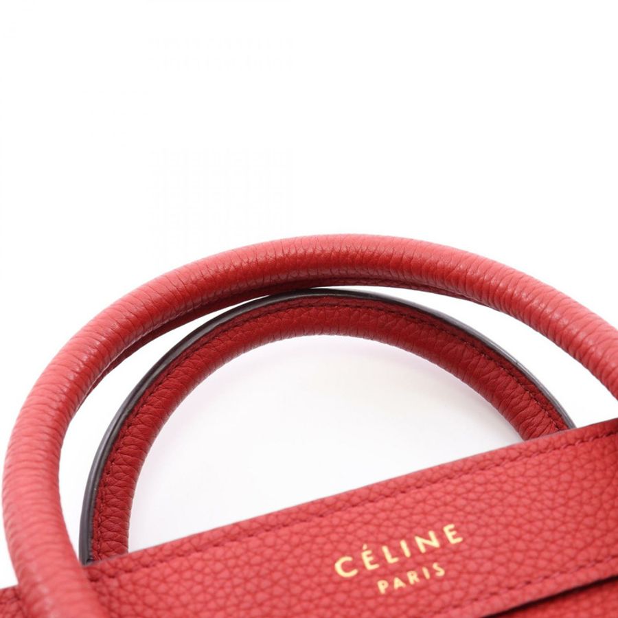 CELINE Luggage Nano Shopper 單肩斜背包,紅色皮革,二手女款-8