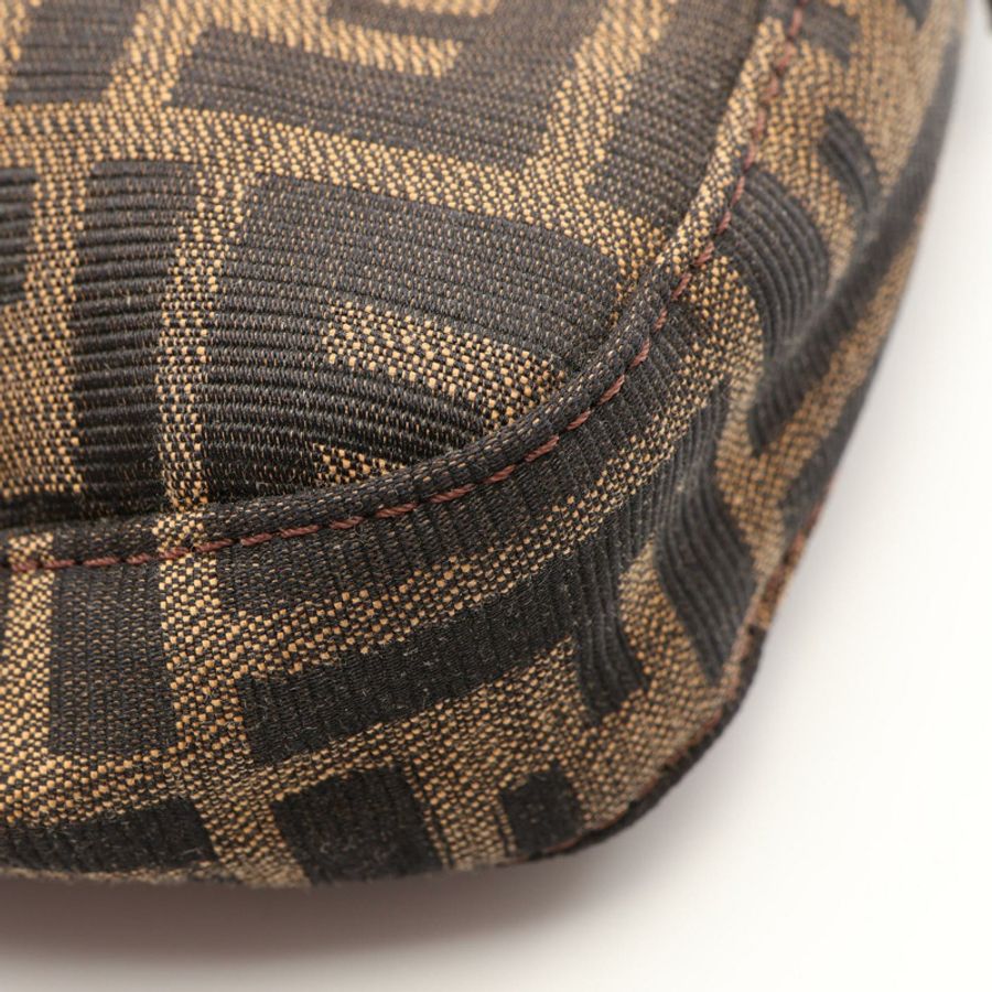 FENDI Mamma Bucket Zucca 單肩手提包,帆布皮革材質,棕色/黑色,二手女款-5