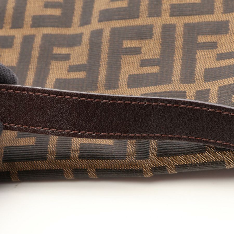 FENDI Mamma Bucket Zucca 單肩手提包,帆布皮革材質,棕色/黑色,二手女款-8