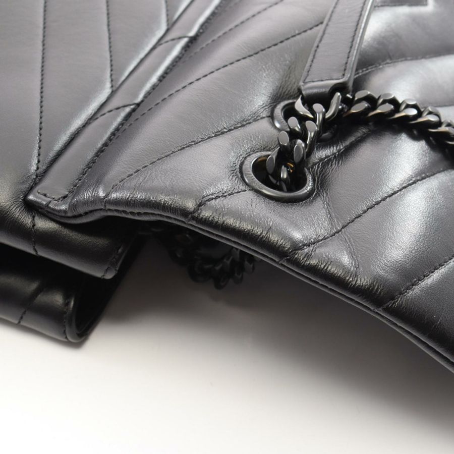 SAINT LAURENT PARIS Loulou 大鏈條單肩包,黑色皮革,二手女款-6